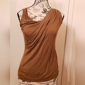 Very Chic Mexx Brown Asymmetrical Ruched Top